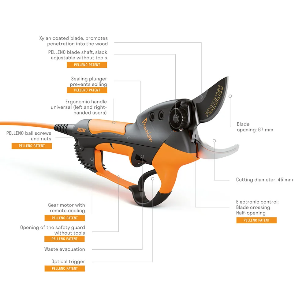Foarfecă pentru pomi electrică pe baterie Pellenc Prounion 250, diametru de tăiere Ø45 mm